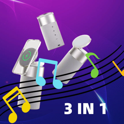 3-in-1 Wireless Charging Station with Bluetooth Speaker & LED Lamp | iPhone AirPods Charger