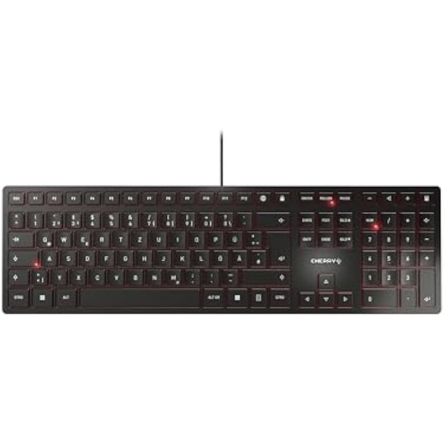 CHERRY KC 6000 SLIM, Ultra-Flat Design Keyboard, German Layout (QWERTZ), Wired (USB-A Connection), Quiet, Durable Key Labelling, Black
