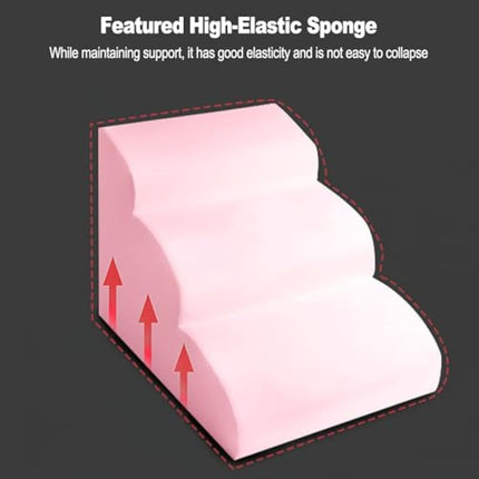 Galatée Pet Stairs, Washable & Zippered Cover Removable Pet Ramp, High Density Foam Dog Stairs, Dog Steps, 3 Floors Of Pet Stairs, Dog Sofa Bed(Grey)