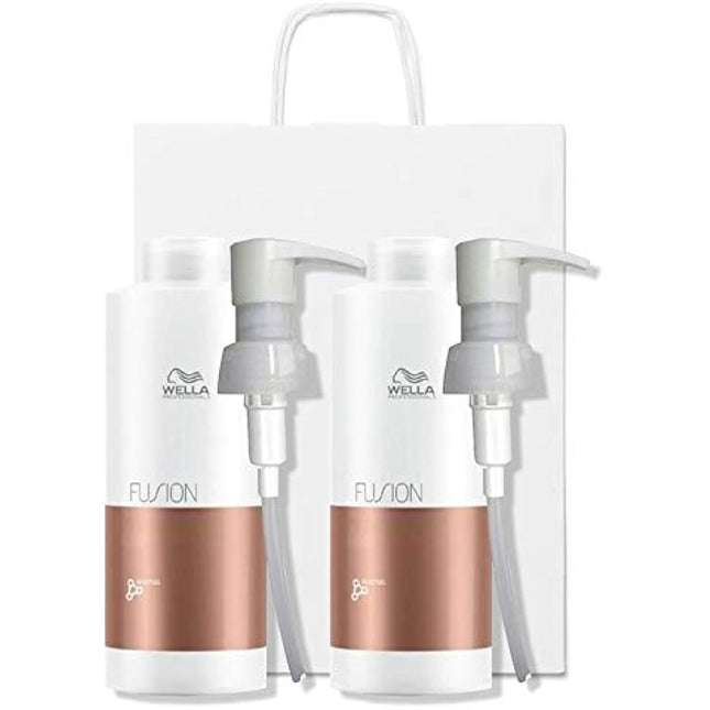 Wella Fusion Intense Repair Shampoo DUO Pack 2 x 1000ml with Pumps and Gift Bag