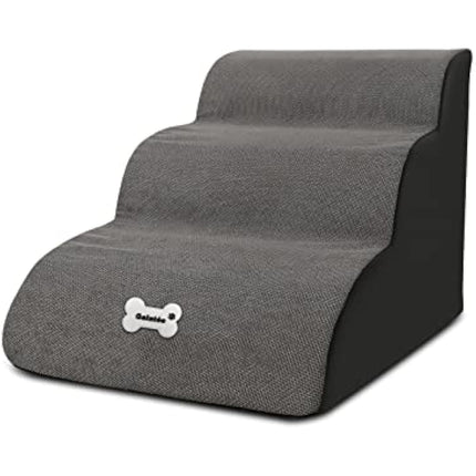 Galatée Pet Stairs, Washable & Zippered Cover Removable Pet Ramp, High Density Foam Dog Stairs, Dog Steps, 3 Floors Of Pet Stairs, Dog Sofa Bed(Grey)