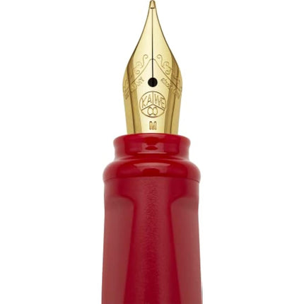 Moleskine x Kaweco Fountain Pen in ABS plastic with Gold-Plated Size M Nib and Refillable Ballpen for Writers, Note-Takers, Refill 1.0mm with Blue Ink and 6 Blue Ink Cartridges included, Color Red