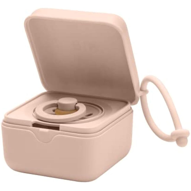 BIBS Pacifier Box with Strap. Soother Holder and Steriliser case. 100% BPA Free Food-Grade Material. Made in Denmark. Blush