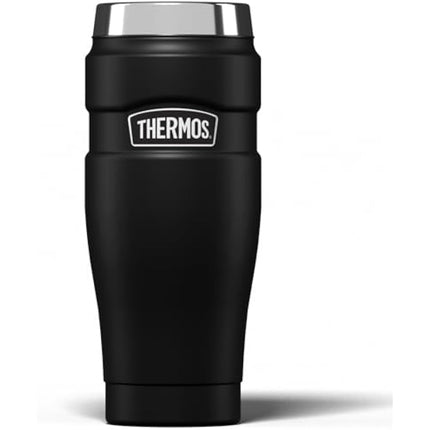 Thermos Stainless King Travel Tumbler & Multi- Purpose Flask- 470ml Insulated Hot & Cold Water Bottle for Daily Commute & Weekend Adventures - Sleek Design in Matt Black, 5-Year Durability