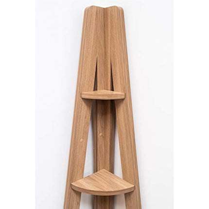 Timber Art Design Riva Scandinavian Retro 5-tier Corner Ladder Wooden Bookcase Shelving Unit for Storage Modern Furniture for Bedroom, Living Room, Oak - W38.6 x H175.4 x D38.6 cm