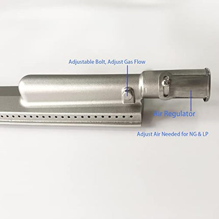 GRILLJOB 4 Pack Heavy Duty Cast Stainless Steel Grill Burner for Bull, Grill Replacement Parts for Bull, Cal Flame, Lion, Blaze, Turbo, Beefeater, Thermos, Char Broil, Jenn Air, Nexgrill