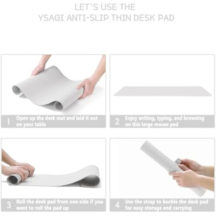 YSAGi Non-Slip Desk Pad, Waterproof PVC Leather Desk Table Protector, Ultra Thin Large Mouse Pad, Easy Clean Laptop Desk Writing Mat for Office Work/Home/Decor (80 x 40 cm, White)