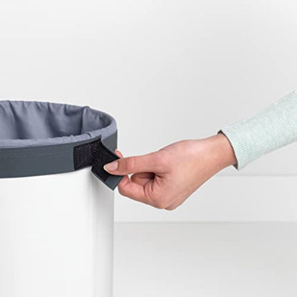 Brabantia - Laundry Bin - Cork Lid - Portable Laundry Bag Inside - Quick-drop Opening - Basket with Ventilation Holes - Non-Scratching Bottom - Corrosion Resistant - White - 35L