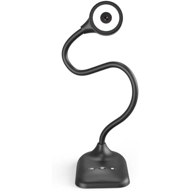 Kitchbai Visualiser, USB Document Camera for Teaching, PC Camera for Classroom with Auto Focus, MIC, LED Light, Image Invert, Fold, for Mac OS, Windows, Chromebook, for Distance Learning, Online Art