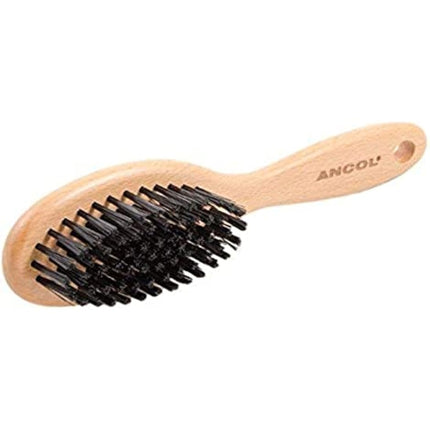 Ancol Heritage Soft Bristle Dog Brush Puppy Pet Grooming Tool Light Brown Wood Handle Extra Soft Nylon Bristles Removes Dead Hair Promotes Glossy Coat Small