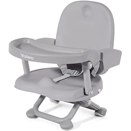 YOLEO Yoleo Portable High Chair for Babies and Toddlers, Baby Booster Seat for Dining Chair, 6 Months to 3 Years, 15 kg, Height Adjustable, with Removable Tray Grey, 1.0 Count