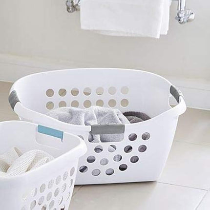 Lakeland Easy Load White Plastic Laundry Washing Basket 50L – Comfortable Hip Rest Non-Slip Handles