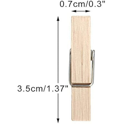 jijAcraft 3.5cm Mini Wooden Pegs: 100Pcs Mini Photos Pegs for DIY Crafts Brown Photo Display Clips Small Wooden Clothes Peg for Hanging Photos Cards