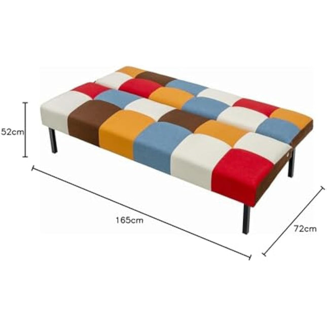 Panana Sofa Bed Click Clack Modern Sleeper Sofa Settee Rainbow Patchwork for Living Room/Guest Room