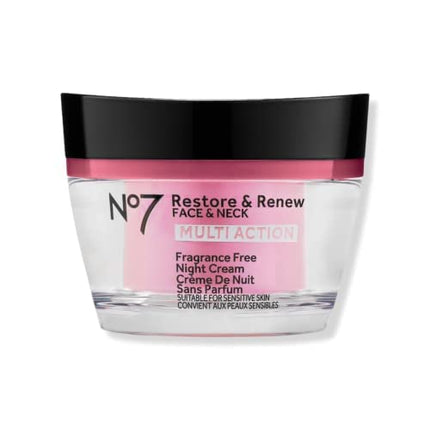 No7 Restore & Renew Multi Action Face & Neck Night Cream - Collagen Peptide Anti Aging Face Cream - Hydrating Hyaluronic Acid + Skin Firming Fragrance
