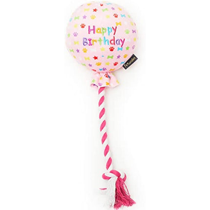 Pet London Birthday Pink Balloon Dog Toy - Celebrate Dog's Happy Birthday - Plush colourful Rainbow Confetti Pattern Dog Party Gift-Perfect Pup Special Day Present-UK Designer Brand-BDAY or Adoption