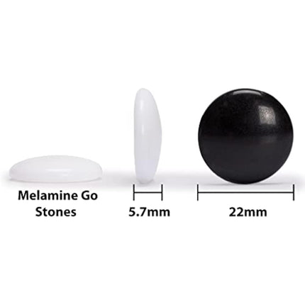 Bamboo 2-Centimeter Etched Reversible 19x19 / 13x13 Go Game Set Board with Single Convex Melamine Stones and Bamboo Bowls Set - Classic Strategy Board Game (Baduk/Weiqi)