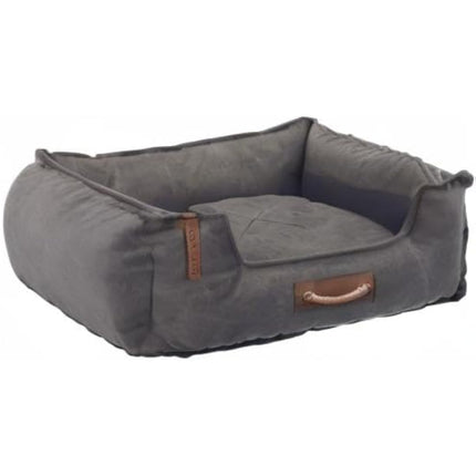 TRIXIE BE Nordic Föhr Dog Bed 60 x 50 cm in Dark Grey - Square Dog Basket for Small and Large Dogs - Cosy Dog Basket with Practical Carry Handle - Soft and Washable - 37447