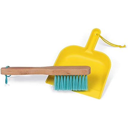 Janod - Cleaning Set - 5 Realistic Wooden Accessories - Broom + Mop + Bucket + Shovel + Brush - Imitation Wooden Toy for Children - from 2 Years Old, J06588