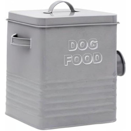 Lesser & Pavey New Sweet Home Dog Food tin with Scoop, Metal, Grey, 18 x 15 x 25 cm