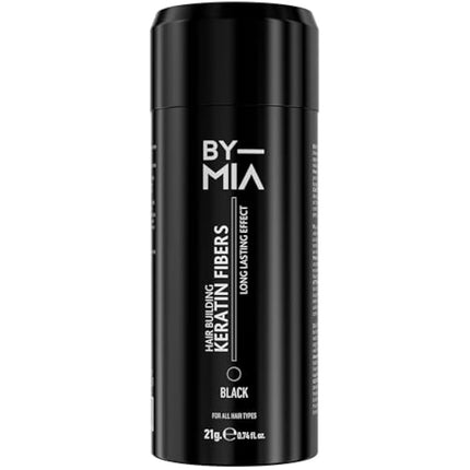 BY MIA Hair Building Keratin Fibers, Black 21g | Hair Fibres for Thinning Hair | Hair Thickener Powder Fiber | Hair loss Concealer for Women & Men