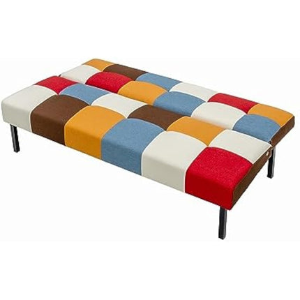 Panana Sofa Bed Click Clack Modern Sleeper Sofa Settee Rainbow Patchwork for Living Room/Guest Room