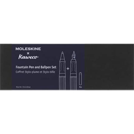Moleskine x Kaweco Fountain Pen in ABS plastic with Gold-Plated Size M Nib and Refillable Ballpen for Writers, Note-Takers, Refill 1.0mm with Blue Ink and 6 Blue Ink Cartridges included, Color Blue