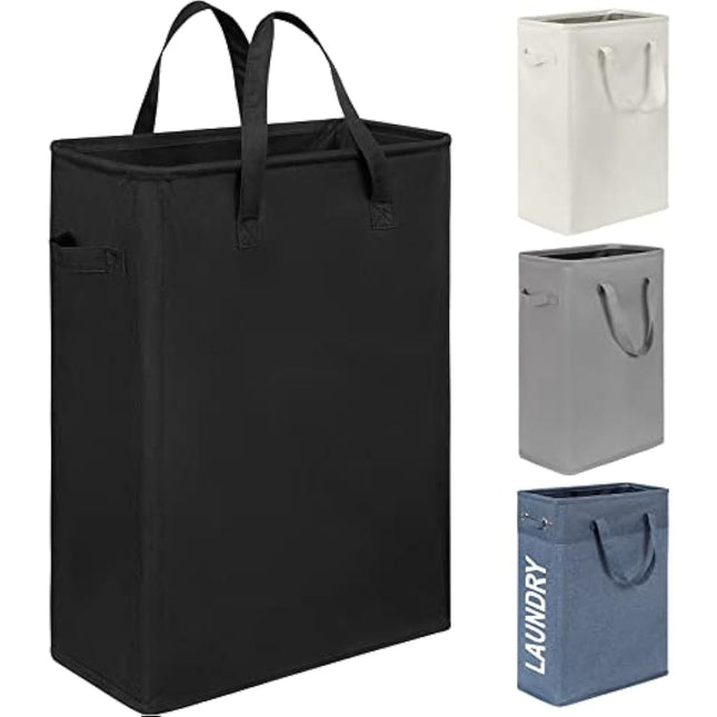 Chrislley Slim Laundry Basket Small Foldable Laundry Hamper Collapsible Washing basket Laundry Bin with Handle