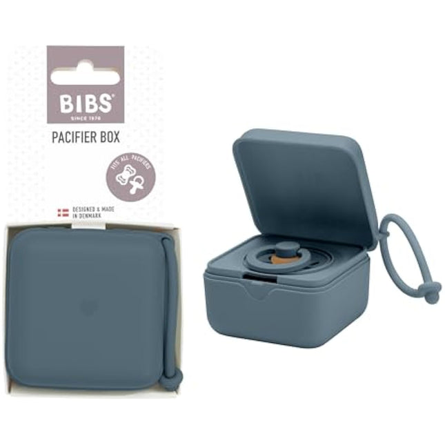 BIBS Pacifier Box with Strap. Soother Holder and Steriliser case. 100% BPA Free Food-Grade Material. Made in Denmark. Petrol