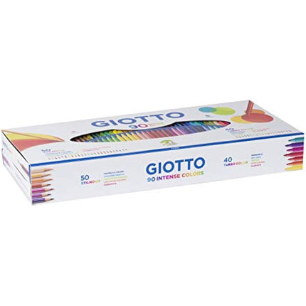 GIOTTO 90pcs Gift box with 40 Giotto turbo colour felt-tip pens & 50 Giotto Stilnovo coloured pencils, Assorted colours, Ideal for Children & Schools