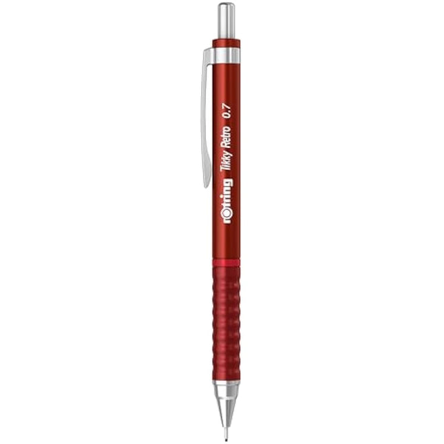 rOtring Tikky Retro Mechanical Pencils | 2B 0.7 mm | Red Barrels | with Comfort Rippled Grip | 12 Count