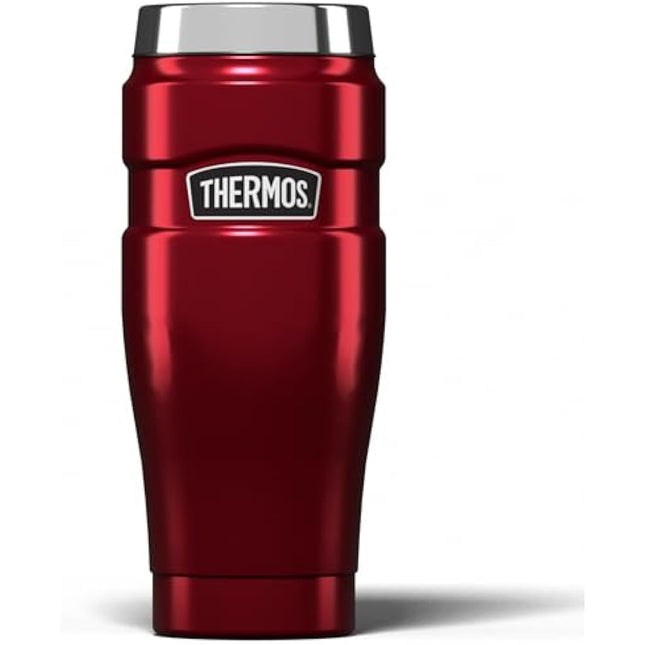 Thermos Stainless King Travel Tumbler & Multi- Purpose Flask- 470ml Insulated Hot & Cold Water Bottle for Daily Commute & Weekend Adventures - Sleek Design in Red, 5-Year Durability
