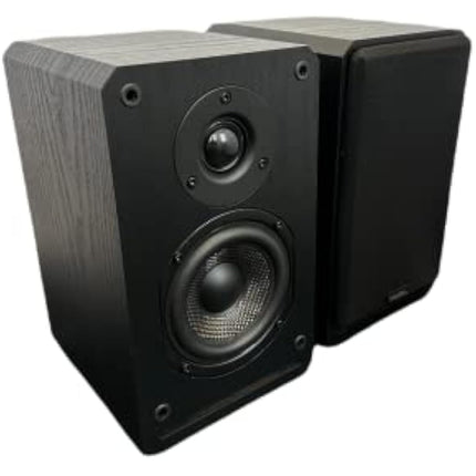 Roxel RBS-300 Passive Bookshelf Speaker, Black Wood Effect Cabinet with 4 inch Enhanced Carbon Fibre Woofer, 1 Inch Silk Dome Tweeter, Detailed and Refined Sound150W RMS (Black Wood)