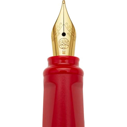 Moleskine x Kaweco Fountain Pen in ABS plastic with Gold-Plated Size M Nib and Refillable Ballpen for Writers, Note-Takers, Refill 1.0mm with Blue Ink and 6 Blue Ink Cartridges included, Color Red