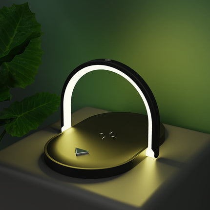 3-in-1 Wireless Charging Station with LED Night Light | 15W Fast Charger Desk Lamp