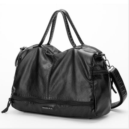 Autumn and winter new Messenger bag washed leather large capacity motorcycle bag handbags shoulder bag ladies big bag