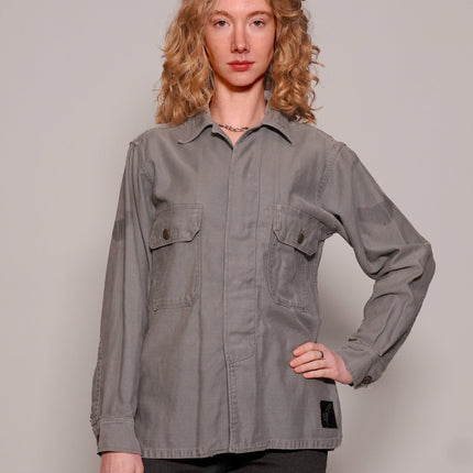 Denim ST Sequin Embroidery Shirt in Grey