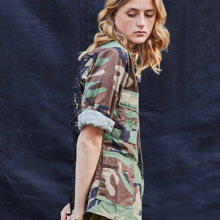 Party Back Shirt - Black Lace - Camo