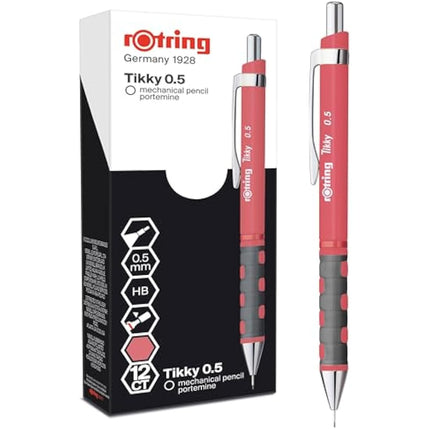 rOtring Tikky Pastel Mechanical Pencils | HB 0.5 mm | Tea Rose | with Comfort Rubber Grips | 12 Count