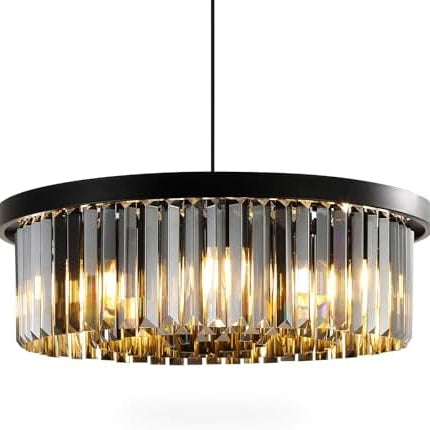 AHXIAOZN Modern Crystal Chandelier, 60CM Round Crystal Hanging Lamp, Modern Ceiling Light for Living Room, Hallway, Balcony, Kitchen, Bedroom Decorative