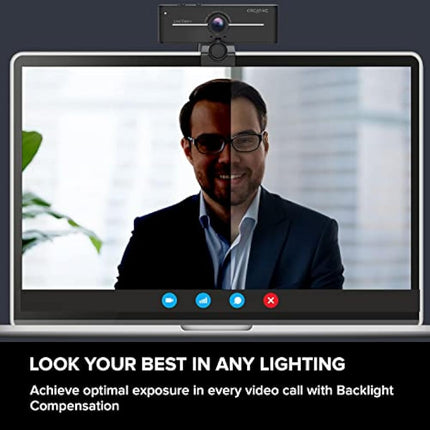 Creative Live! Cam Sync 4K UHD USB Webcam with Backlight Compensation, Up to 40 FPS, 95° Wide-angle Lens, Privacy Lens, Built-in Mics, Plug & Play for PC and Mac