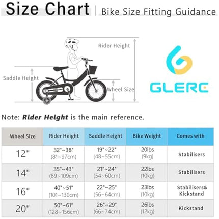 Glerc Maggie 20 Inch Kids Bike for 2-13 Years Old, Girls Bicycle with Doll-Seat & Basket & Stabilisers & Kickstand, Multiple Colors