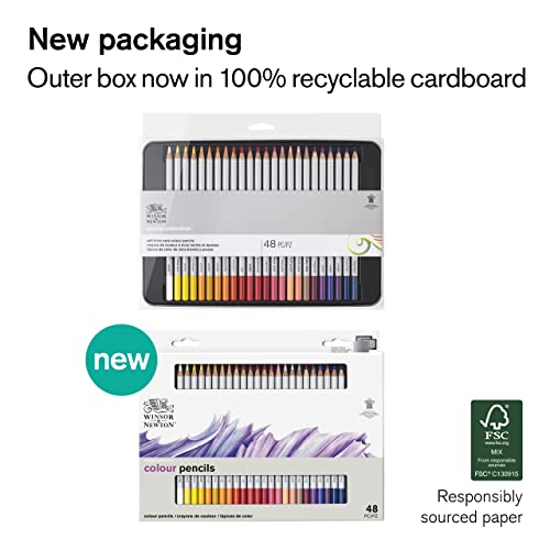Winsor & Newton Studio Collection Colouring Pencils, 48 Soft Core Drawing Pencils, Premium Artist Quality, for Sketching, Blending, Shading and Layering
