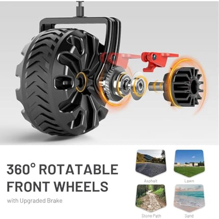 TIMBER RIDGE Festival Trolley on Wheels with Brakes, 200L Folding Camping Beach Trolley with Adjustable Handle & Cover Bag, 100kg Heavy Duty Cart Wagon for Outdoor Garden Picnic