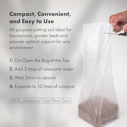 GreenBrokers 24 Packs of 10 Ltr Organic Potting Compost | Peat-Free & Nutrient-Enriched | Expands to 10 Liters | For Indoor & Outdoor Plants | Enhanced with Plant Food