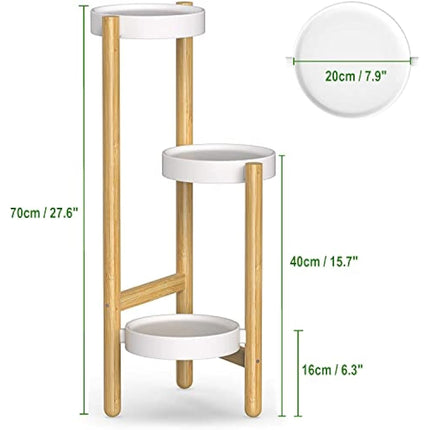 the lux | Bamboo Plant Stand | 3 Tier Tall Flower Pots Holder, Indoor Display Rack for House Plants, Home Décor Corner Shelf for Living Room, Office and Outdoor Garden Patio