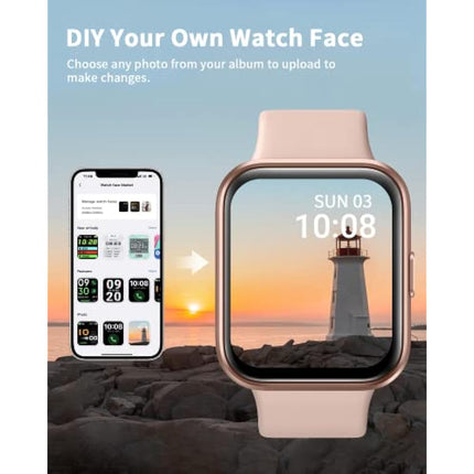 Smart Watch for Women(Answer/Make Call), Alexa Built-in 1.8" Touch Screen Fitness Watch with SpO2 Heart Rate Sleep Monitor, 100 Sports IP68 Waterproof Step Counter Ladies Smartwatch for iPhone Android