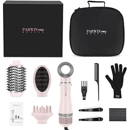 4 in 1 Hair Dryer Brush Set, Multi Air Styler with 4 Attachments as Hairdryer, Hot Air Brush, Hair Diffuser, Hot Brush for Hair Styling, Ionic Care Frizz-Free, Pink
