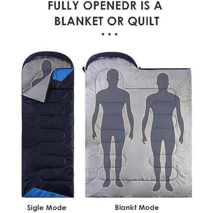 Sleeping Bags for Adults Backpacking Lightweight Waterproof- Cold Weather Sleeping Bag for Girls Boys Mens for Warm Camping Hiking Outdoor Travel Hunting with Compression Bags