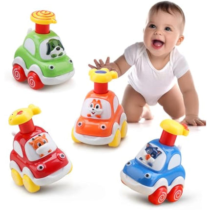 AmyBenton Baby Toy Cars for 1 2 Year Olds, 4PCS Press & Go Toy Car, Gifts for Baby Boys 1 2 Years Old
